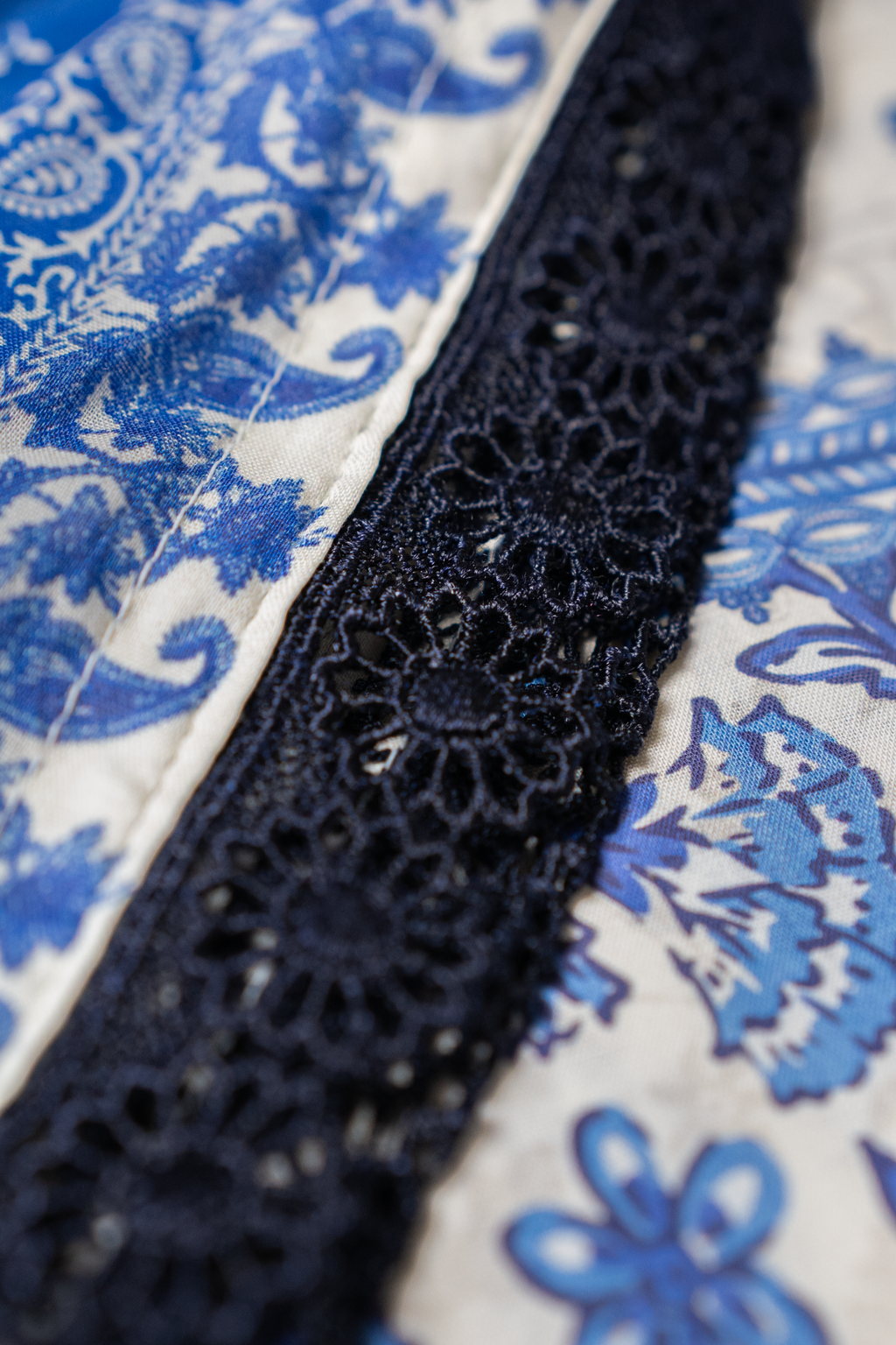 Azure Bloom white and royal blue luxury eid pret by Eviline Couture with lacework and embellished neckline