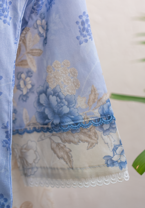 Premium lawn sleeve with intricate contrast lace border