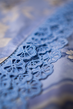 Printed dupatta with cool tone floral design and lace edging