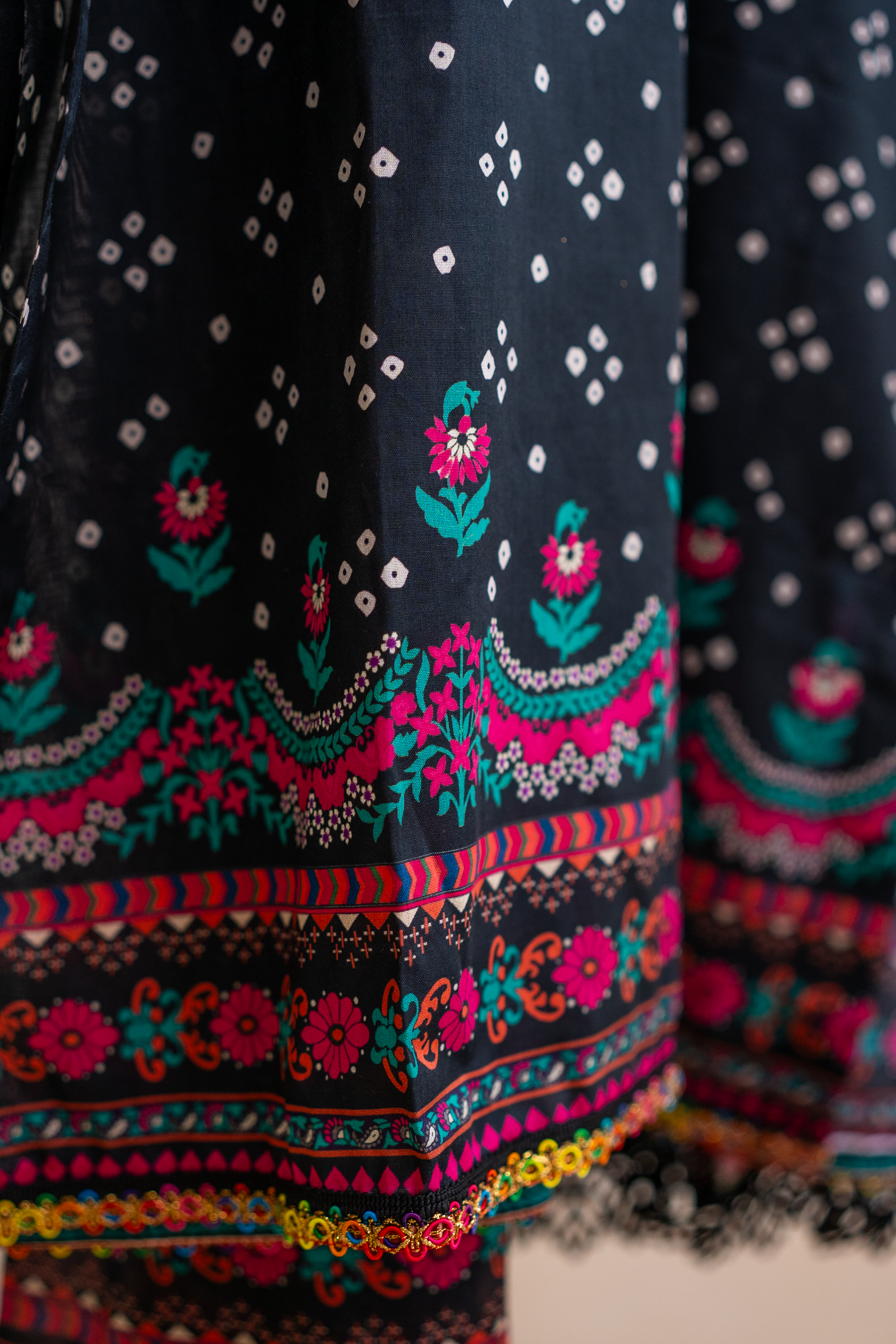 Elegant lacework on daman of black luxury Eid pret outfit