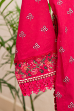 Pink lawn sleeve with intricate lace finishing
