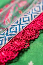Printed apple green dupatta with 4 side lace border from Eid collection